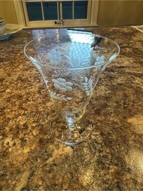 Vintage etched crystal iced tea tumbler